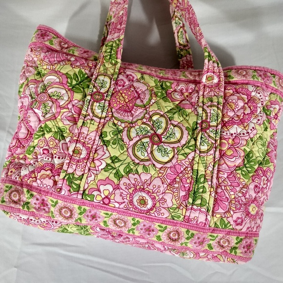 VERA BRADLEY Pink Floral TOGGLE TOTE Cotton - Picture 4 of 8
